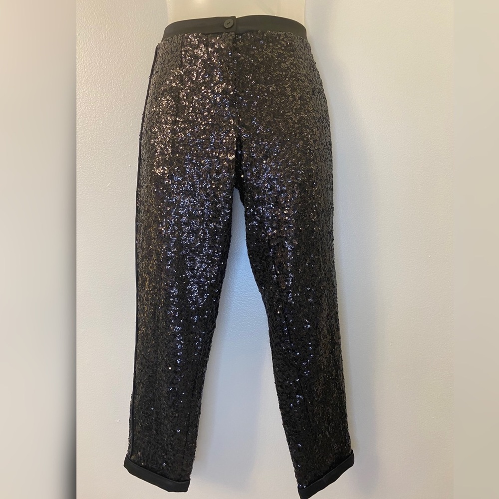 BEBE Tuxedo Style Sequin Leggings